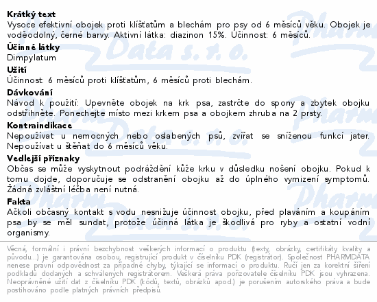 Informace o produktu:<br> DIAZ Flea and Tick 6.435g obojek pro psy 65cm