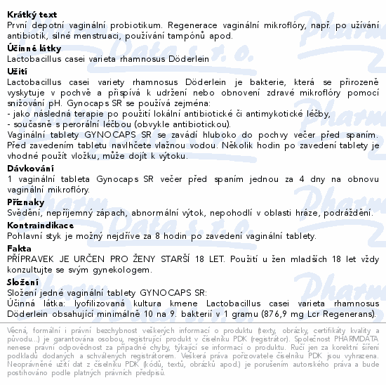 Informace o produktu:<br> Gynocaps SR tbl.2