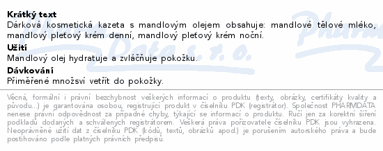 Informace o produktu:<br> Dárková kazeta Mandlová těl.ml.+den./noč.krém