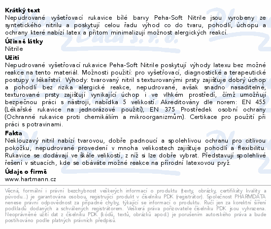 Informace o produktu:<br> Rukavice vyš.Peha-Soft NITRILE Wh.b.p.nes.S 100ks
