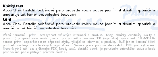 Informace o produktu:<br> Accu-Chek Fastclix odběrové pero