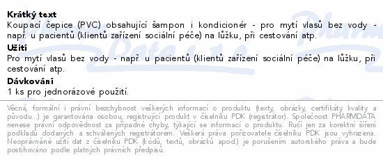 Informace o produktu:<br> Čepice se šamponem a kondicionérem