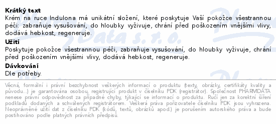 Informace o produktu:<br> INDULONA Měsíčková krém na ruce 85ml