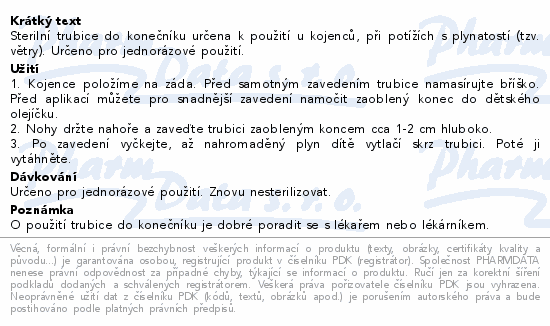 Informace o produktu:<br> Trubice do konečníku 2/4x120 - 1ks sterilní