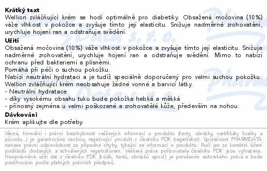 Informace o produktu:<br> Wellion zvláčňující krém 10% urea 75ml
