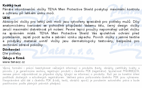 Informace o produktu TENA Men Protective Shield ink.vložky 14ks 750459