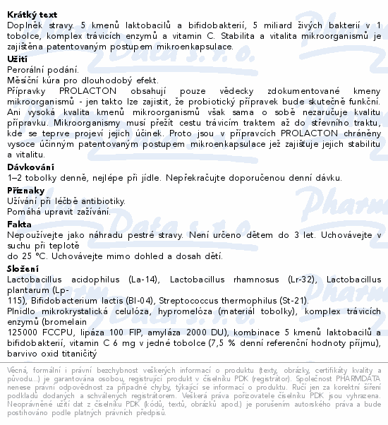 Informace o produktu:<br> Prolacton PLUS 60 tobolek