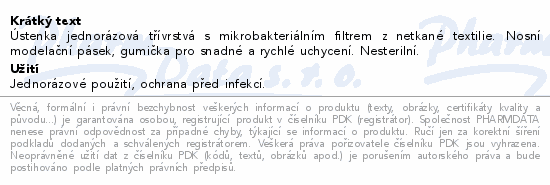 Informace o produktu:<br> Ústenka chirurgická s gumičkami/2ks Steriwund