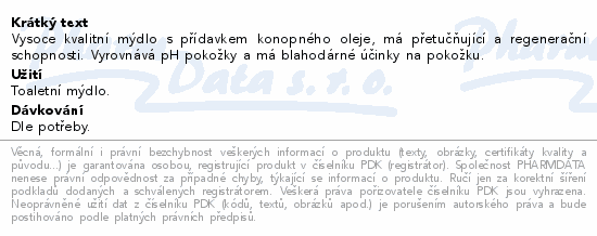 Informace o produktu:<br> Přír. kosm. mýdlo orig.PÁNSKÉ s konop. olejem 120g