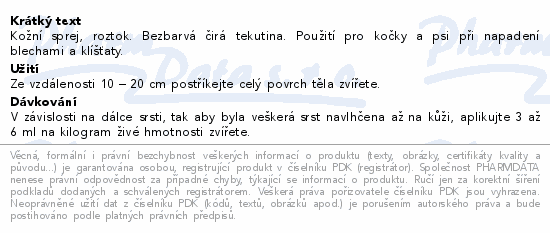 Informace o produktu:<br> Fypryst sprej 2.5mg/ml Kožní sprej roztok 1x100ml