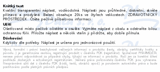 Informace o produktu:<br> Náplast WUNDmed TRANSPARENT 20ks