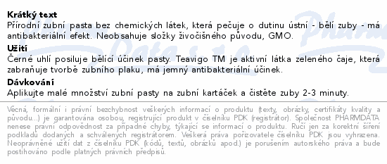 Informace o produktu:<br> Ecodenta Zubní pasta bělící černá 100ml