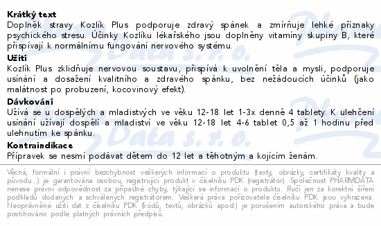 Informace o produktu:<br> KNEIPP Kozlík Plus 40 dražé
