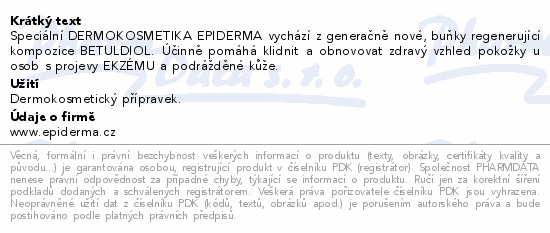 Informace o produktu:<br> EPIDERMA bioaktivní CBD krém při Ekzému 50ml