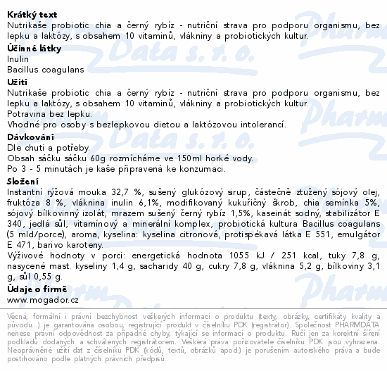 Informace o produktu:<br> Nutrikaše probiotic CHIA a černý rybíz (3x60g)