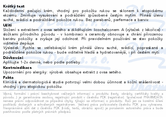 Informace o produktu:<br> EUCERIN AtopiControl krém na ruce 75ml