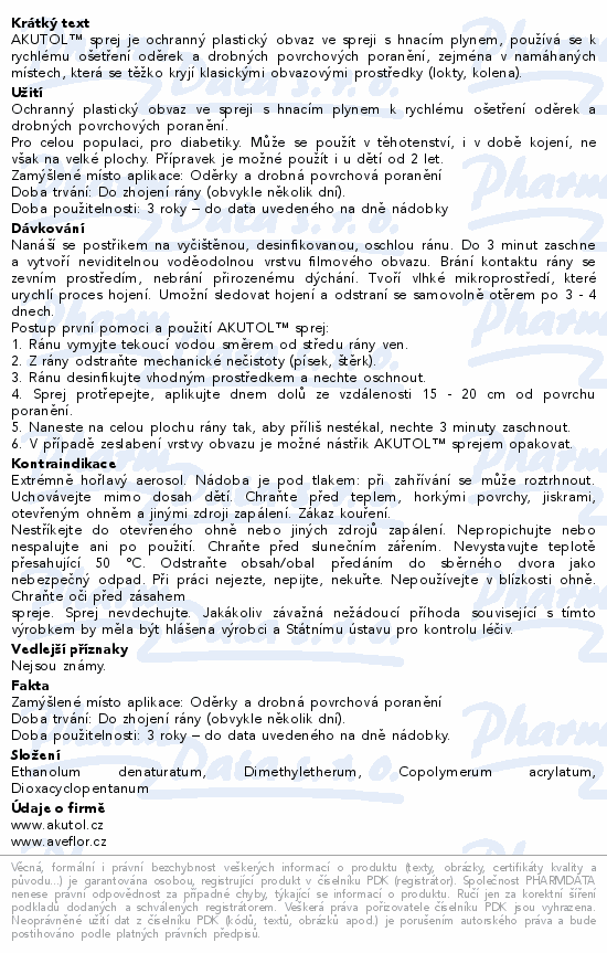 Informace o produktu:<br> Akutol sprej - mini 35 ml
