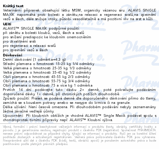 Informace o produktu:<br> ALAVIS Single MAXÍK 600g