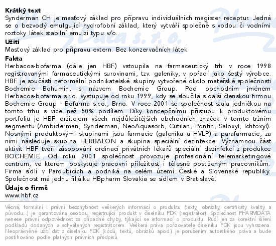 Informace o produktu:<br> Synderman CH HBF 1000g Herbacos