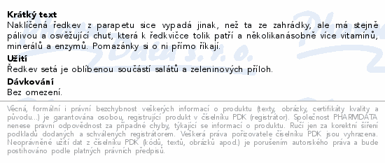Informace o produktu:<br> Ředkev semínka na klíčení BIO 200g Wolfberry