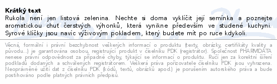 Informace o produktu:<br> Rukola semínka na klíčení BIO 200g Wolfberry