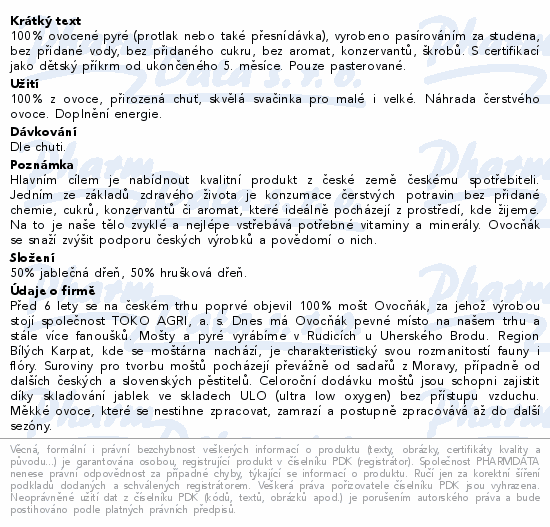 Informace o produktu:<br> Ovocňák pyré Jablko-Hruška 120g