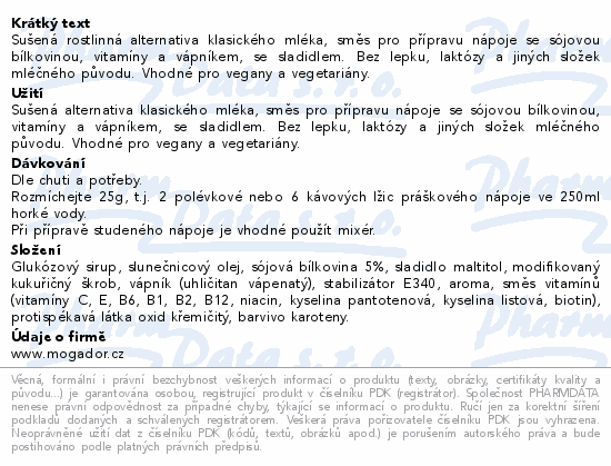 Informace o produktu:<br> Rostlinný nápoj Zajíc Vegan 400g sáček