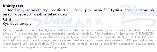 Informace o produktu:<br> Cévka pro zavádění kyslíku nosní cestou CK-472