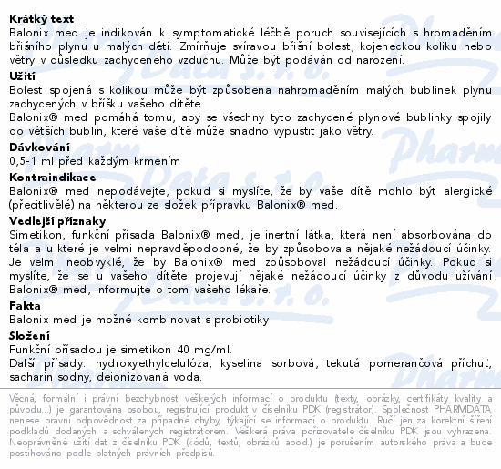Informace o produktu:<br> Balonix med 50ml
