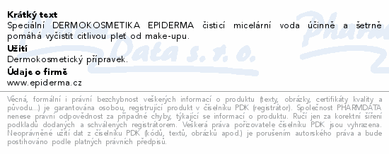 Informace o produktu:<br> EPIDERMA bioaktivní CBD micel.voda odlič.300ml