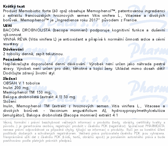 Informace o produktu:<br> Memobiotic forte na paměť cps.60