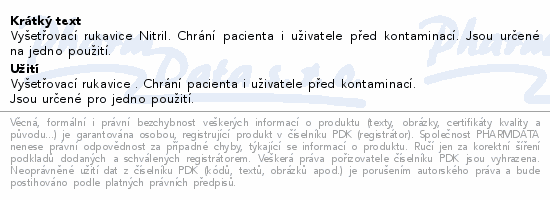 Informace o produktu:<br> Rukavice vyš. NITRIL VULKANSAFE bezpr. 100ks vel.M