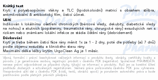 Informace o produktu UrgoClean Ag lipidokoloid.krytí 10x10cm 10ks