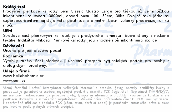 Informace o produktu:<br> Seni Classic Quatro Large á 30ks ink.plen.kalh.