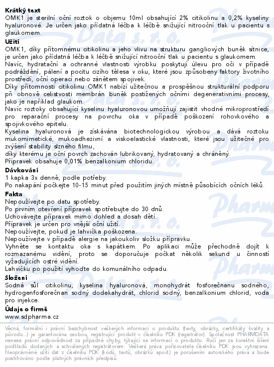 Informace o produktu:<br> OMK1 lahvička 10 ml