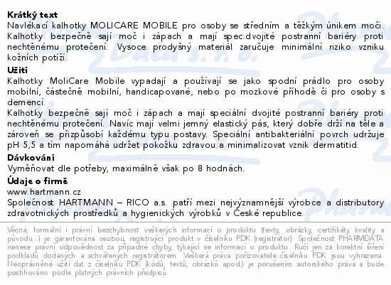 Informace o produktu:<br> MOLICARE MOBILE 8kap XL14ks(MoliCare Mob super XL)