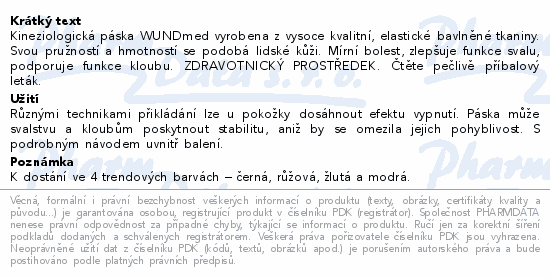 Informace o produktu:<br> Kinezio.tejp.páska WUNDmed černá 5cmx5m 1ks