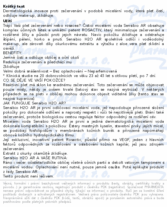 Informace o produktu:<br> BIODERMA Sensibio H2O AR 250ml 1+1 Festival