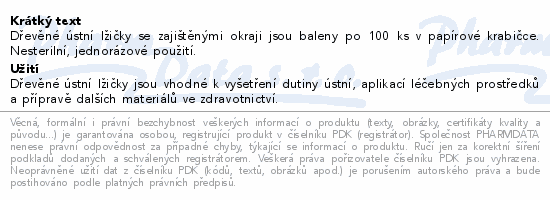 Informace o produktu:<br> SELEFA ústní lžička dřevěná 100ks