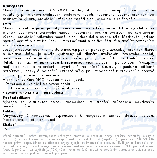 Informace o produktu:<br> KineMAX Hedgehog Masážní míček ježek 9cm červený