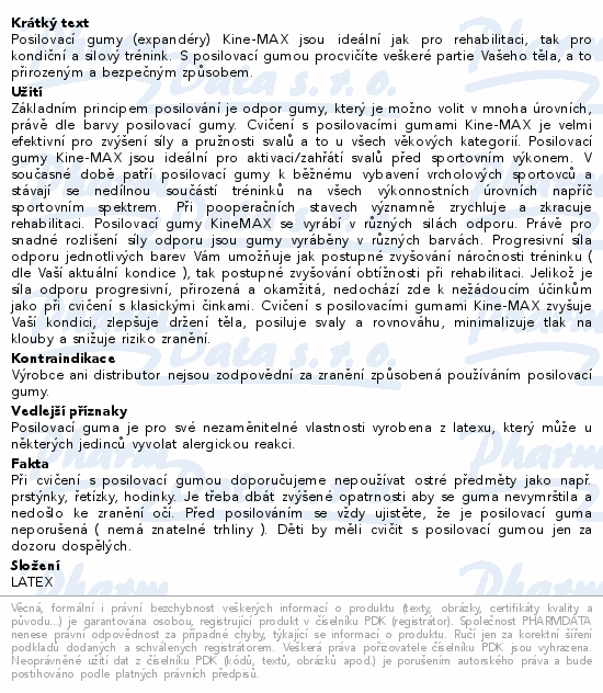Informace o produktu:<br> KineMAX Resistance band Posilovací guma červ. 2m