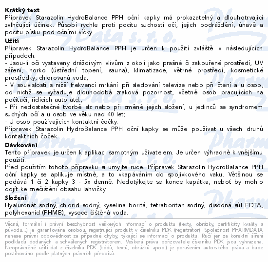Informace o produktu:<br> Starazolin HydroBalance PPH 2x5ml