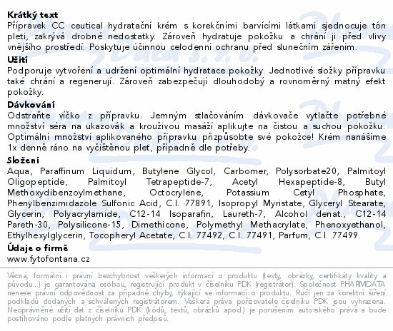 Informace o produktu:<br> FC CC ceutical hydratační krém 30ml