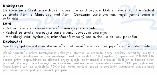 Informace o produktu:<br> KNEIPP Dárková sada Šťastné sprchování 3x75 ml