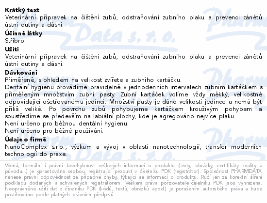 Informace o produktu:<br> TraumaPet zubní pasta s Ag 75ml