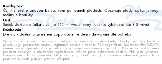 Informace o produktu:<br> Čaj Biogena Fantastic Lesní plody 20x2.2g