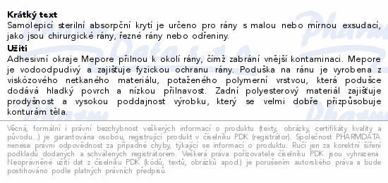 Informace o produktu:<br> Náplast Mepore 9x15cm 50ks samolepící sterilní