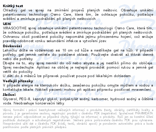 Informace o produktu:<br> VIRASOOTHE Spray Gel 60ml