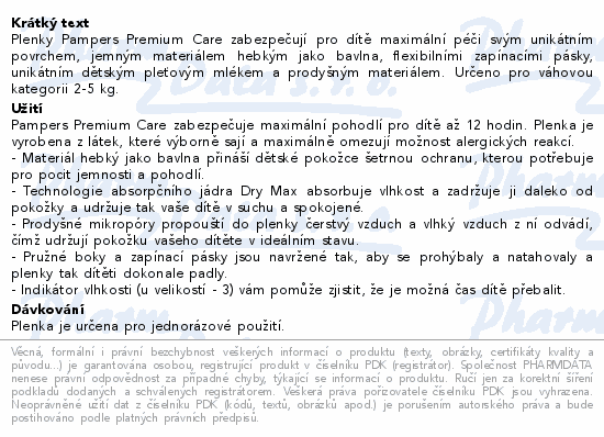 Informace o produktu:<br> Pampers Premium Care Pack S1 Newborn 26ks