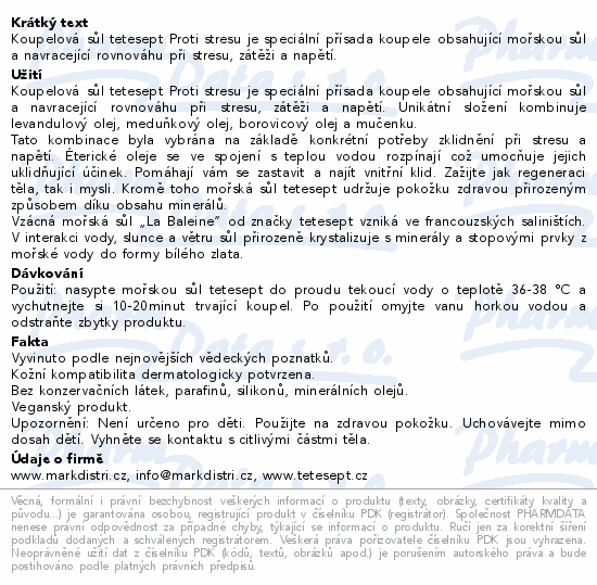 Informace o produktu:<br> Tetesept mořská sůl anti-stress 80g